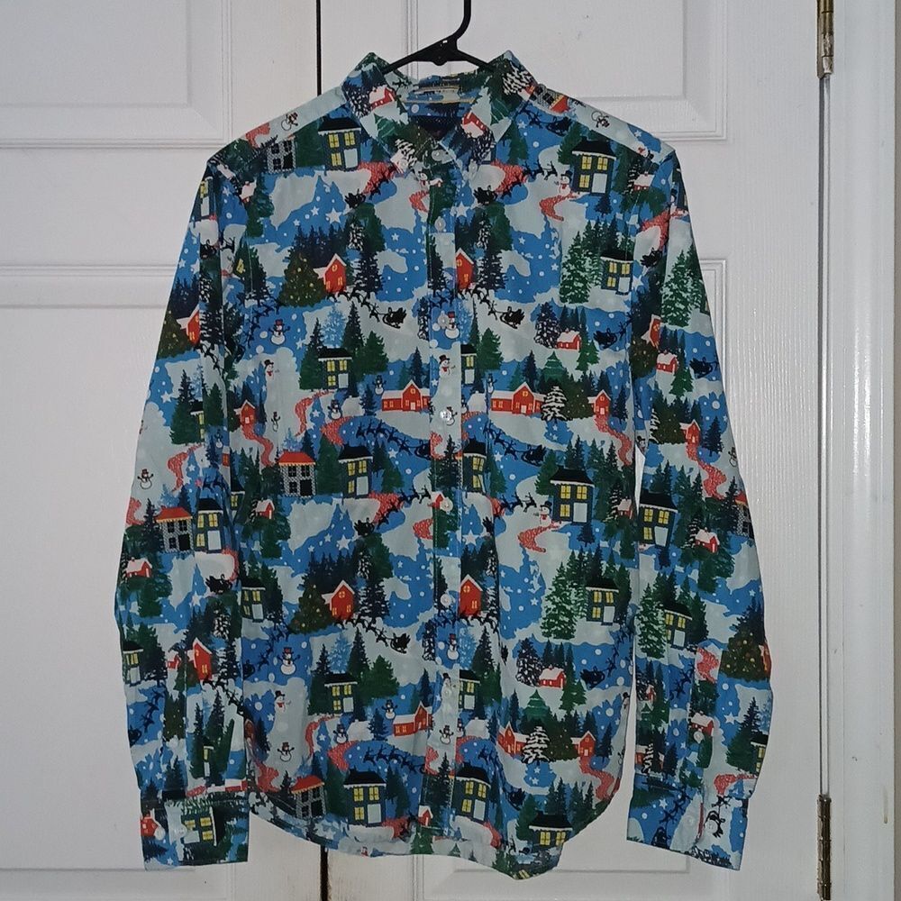 Denim & Flower Ricky Singhโbutton down christmas holiday button down shirt Sz S
